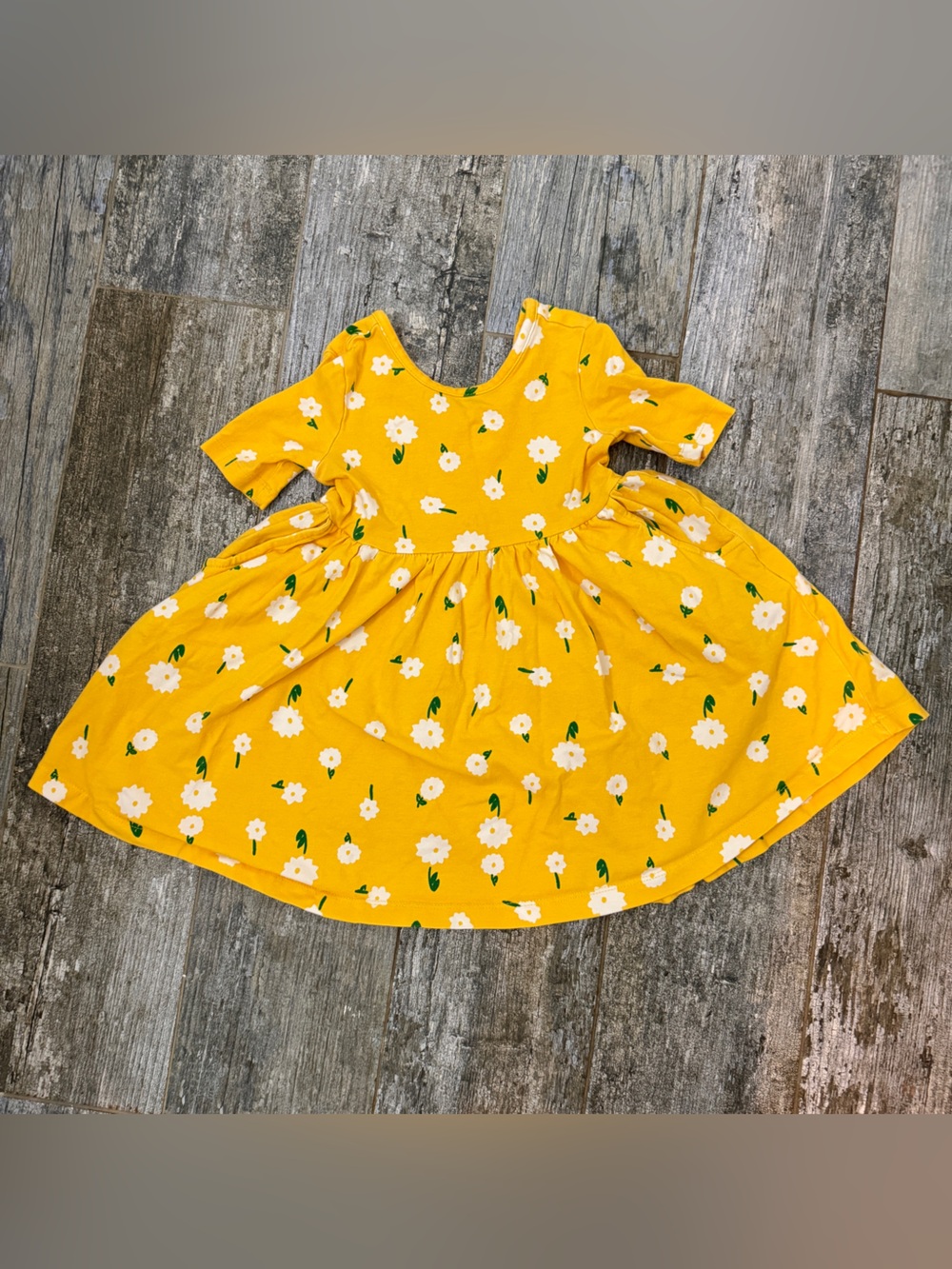 Hanna Andersson Yellow Floral skater Dress with pockets